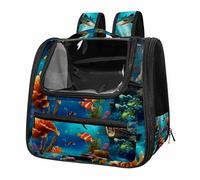 Fantastic Underwater World Painting Breathable Cat Carrier Backpack - Lightweight Pet Travel Bag for Kitties, Small Dogs & Puppies | Airline-Approved, Anti-Escape Design