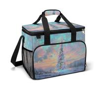Fantastical Tall Christmas Tree with Multi-Colored Lights Camping Cooler Bag Insulated Beach Coolers Portable Leak Proof Bags with Shoulder Strap