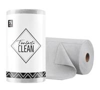 Fantasticlean Microfiber Cleaning Cloth Roll -75 Pack, Tear Away Towels, 12" x 12", Reusable and Washable Rags (Grey)