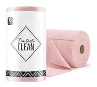Fantasticlean Microfiber Cleaning Cloth Roll -75 Pack, Tear Away Towels, 12" x 12", Reusable and Washable Rags (Pink)