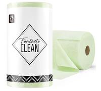 Fantasticlean Microfiber Cleaning Cloth Roll -75 Pack, Tear Away Towels, 12" x 12", Reusable and Washable Rags (Green)