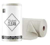 Fantasticlean Microfiber on a Roll Tear Away Cleaning Towels, Reusable and Washable Cloths, for Car, House, Garage or Kitchen, 12" x 12", 75 Pack (LightGrey)