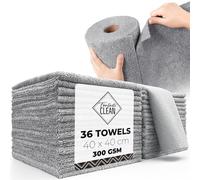 Fantasticlean XL Microfibre Cloths 40 x 40 cm, Tear-Off Cleaning Cloth Roll with 36 Pieces, Extra Large and Thick Cleaning Cloths, Ultra Absorbent for Home, Kitchen and Car - Grey
