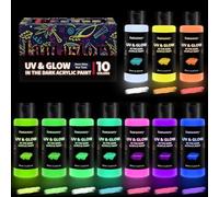 fantastory Halloween Glow in the Dark Acrylic Paint,60ml/2oz, 2-in-1 Paints.Charge-Glow& Blacklight Activated for Outdoor Rocks,DIY Crafts, Canvas,Holiday Decor,Kids,Adults [Mild Color Series]