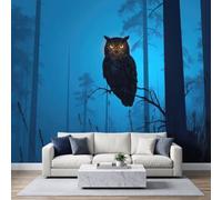 Fantasy 3D Panoramic Custom Wallpaper Mural Photo W350 x H256 cm | Owl Dense Misty Forest Twisted Branches Wallpaper Mural, Non-Woven Print Wall Sticker Poster for Living Room Bedroom Hallway