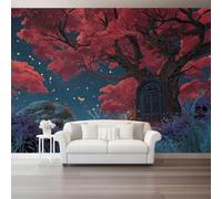 Fantasy 3D Rendering Maple Trees Wallpaper,Dark Blue Girls Kids Wall Mural 400 x 280 cm（WxH - Non-Woven Photo Wallpaper Mural for Bedroom Living Room Hallway Home Decor