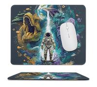Fantasy Abstract Astronaut Soft Stitched Edge Mouse Pad,Funny Colorful Ocean Underwater Nautical Coral Fish Dinosaurs Shark Non-Slip Mousepad for Office,Home 25x30 cm