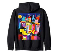 Fantasy Abstract Faces Shapes Zip Hoodie