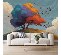 Fantasy Abstract Mural Wallpaper, Tree Canopy Musical Notes Photo Wallpaper for Bedroom Living Room TV Backdrop Office, Large Non-Woven Wall Mural Wall Paper Home Decor 200 x 140 cm
