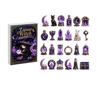 Fantasy Advent Calendar with 24 Acrylic Ornaments for Decor | Premium acrylic ornaments feature prints for Christmas trees, desktop micro-landscapes Purple