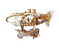 Fantasy Airship 3D Puzzle Model - Victorian Steampunk Dirigible DIY Kit - 648 Pieces Assembly Model Kit for Adult (White)