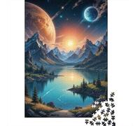 Fantasy Alien Landscape Poster 1000-Piece Jigsaw Puzzle for Adults, 38x26cm/1000pcs, Relaxing Indoor Activity, Weekend Downtime And Time at Home