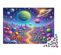 Fantasy Alien Planet 1000pc Jigsaw Puzzle Adults Colorful Alien Planet Landscape Premium Thick Sturdy Vibrant Challenging Stress Relief Gift 52x38cm/1000pcs