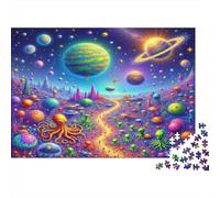 Fantasy Alien Planet Colourful Alien Planet Landscape 1000 Pcs Jigsaw for Adults Beautifully Illustrated Challenging 52x38cm/1000pcs