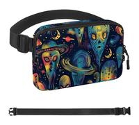 Fantasy Aliens Fanny Packs for Women Men, Crossbody Belt Bag with Zipper Pockets,Waterproof Waist Packs with Adjustable Strap for Workout Running Traveling Hiking, Multicolor, One Size