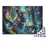 Fantasy Amazon Jungle Leopard 1000-Piece Puzzle for Adults, 70x50cm/1000pcs, Shared Family Time Around The Table; White Card Pieces for Tidy Handling