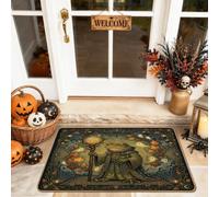 Fantasy Amphibian Wizard Autumn Theme Halloween Welcome Door Mat 29x17 Inch