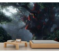 Fantasy Ancient Tree Mural Tree House Wallpaper Fairy Tale Fantasy Wall Mural Large Panoramic Accent Wallpaper Bedroom Living Room 3D Sofa Backdrop (Non-self-Adhesive)
