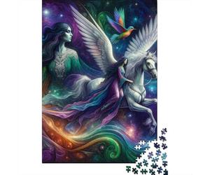 Fantasy Angel Horse Art Print Jigsaw Puzzles Puzzle for Adults Kids. 1000 Pieces Impossible Challenge Toy Educational Games Home Decoration for Adults& Kids Age 14 Years Up 38x26cm/1000pcs