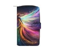 Fantasy Angel with Wings Leather Wallet Cloth Long Clutch with 12 Card Holder Handbag for Men Women