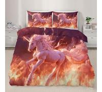 Fantasy Animal Bedding Set Single 3D Horse Duvet Cover Norse Mythical Creature Comforter Cover Cartoon Magical Animal Comforter Set with Zipper Closure for Bedroom