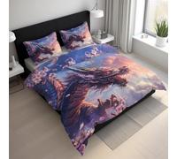 Fantasy Animal Double Duvet Cover Sets, Evil Dragon Bedding Sets Double-Sided Printing, Soft Microfiber Quilt Cover With Zip Fastening + 2 Pillowcase, 200x200 M&-90