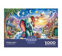 Fantasy Animal Garden 1000 Piece The Elephant in The Magic Rainbow Forest Jigsaw Puzzles for Puzzles 1000 Pieces Jigsaw for Adults for Adult Challenging Game Adults Gifts 52x38cm/1000pcs