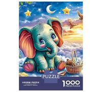 Fantasy Animal Garden Recycled Cardboard 1000 Piece Cloud Baby Elephant Puzzle Bundle, Decompression, Personalised Gift, Wall Decor & Indoor Leisure 52x38cm/1000pcs