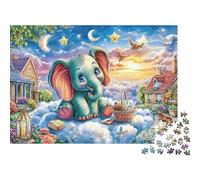 Fantasy Animal Garden Thick Cardboard Jigsaw Puzzle Set Adult Baby Elephant Cloud Art Jigsaws Educational Game Challenge Fun Present Home Great Gift Idea 38x26cm/1000pcs