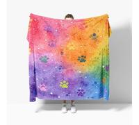 Fantasy Animal Paw Prints Fleece Blanket Throw for Bed, Sofa, Couch - Luxury Cozy Warm Flannel Blankets Gifts for Men Women, Warm Plush Colorful Fleece Throw King Size 180x200cm