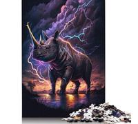 Fantasy Animal Rhinoceros 500 Piece Jigsaw Puzzle for Adult Toy Intellectual Game Educational Game for Adult Stress Relief Home Decoration 500pcs (52x38cm)