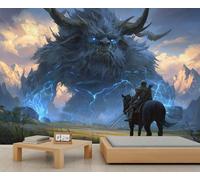 Fantasy Animal Wallpaper Blue Lightning Girls Bedroom Wallpaper Knights and Horses Wall Murals for Living Room Kids for Bedroom Living Room 500X300cm