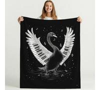 Fantasy Animal Wings Piano Blanket Microfiber Ultra Soft Warm Bedding Black White Fluffy Blanket Anti Static for Teens Students Renters Apartment Dwellers 32in × 59in (80cm × 150cm)
