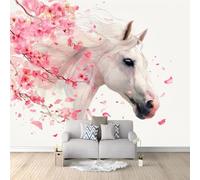 Fantasy Animals Agile Horses Galloping Romance Wall Mural Wallpaper 400 x 280 cm, Pink Printed Wall Covering Backdrop, Large Wall Art Decor for Home Office, Bedroom & Living Room