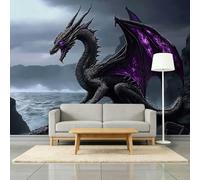 Fantasy Animals Dragons Darkness Mural Wallpaper for Boys and Girls, Pale Green Wall Mural Non-Woven Poster Photo Wallpaper Kids Fashion Home Decoration, 3D Wall Art 500 x 280 cm