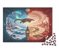Fantasy Armadillo Through London 1000 Piece Jigsaw Puzzle Paper for Adults Surreal Time Landscape Relaxing Focus Home Decor 70x50cm/1000pcs