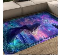 Fantasy Art Area Rugs Magic Themed Girl and Eagle and Starry Sea Pattern Soft Thin Mat for Living Room Bedroom Kitchen Hallway 180 x 240 cm