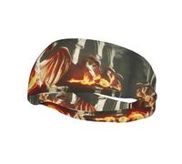 Fantasy Art Fire Dragon Sweat Headbands for Women & Men - Unique Customized Patterns, Non-Slip Wide Headband for Running, Gym, Yoga, and More - Stylish Hair Accessories