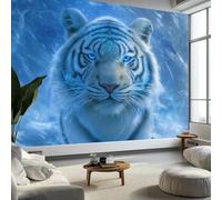 Fantasy Art Mural Wallpaper 400 x 280 cm, Animals White Tiger Snowy Landscape Wall Murals Bedrooms Large Photo Wallpaper Art Decor Paper Poster for Living Room Kitchen Office Kids