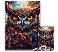Fantasy Art Owl Jigsaw Puzzle 1000 Pieces Wooden Jigsaw Puzzles for Adults Intricate Design for Teenagers, DIY Decor, And Brain-Boosting Fun 50x75CM/19.68x29.52inch