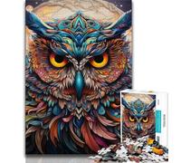 Fantasy Art Owl Jigsaw Puzzles for Adults 1000,Learning Educational Toys Family Games with Matching Poster And Trivia Sheet (38x26cm)