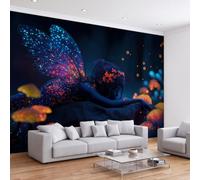 Fantasy Art Panoramic Wallpaper Mural 200W x 140H cm, Dreamy Fairy Tale Floral Butterfly Wing Wall Poster Photo Wallpaper Mural 3D Effect Wall Art Poster Decoration for Bedroom Living Room Nursery
