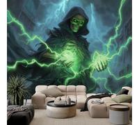 Fantasy Art Wallpaper Mural Game Lightning Skull Wall Mural 450W x 280H cm, Premium Non-Woven Removable Wallpaper - Waterproof Wall Decoration Poster Modern Picture Design