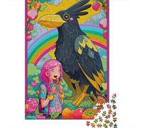 Fantasy Artwork Girl with Eagle Jigsaw Puzzles Puzzle for Adults Kids. 1000 Piece Impossible Challenge Toy Educational Games Home Decoration for Educational Games Gifts 52x38cm/1000pcs