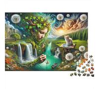 Fantasy Artwork with Nature Elements 1000-Piece Adult Jigsaw Puzzle, 70x50cm/1000pcs, for Relaxed Evenings at The Table; White Card Pieces for Easy Sorting
