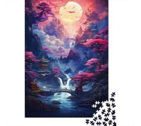 Fantasy Asian Landscape Art Print 1000-Piece Jigsaw Puzzle for Adults, 38x26cm/1000pcs, Low-dust White Cardboard Pieces; Screen-free Family Time at Home