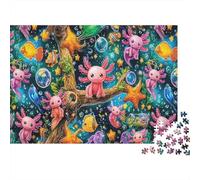 Fantasy Axolotl Adult Jigsaw Puzzle: Axolotl in Magical Underwater World Educational Game Decompression for Adults Teens & Home Decor 38x26cm/1000pcs