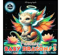 Fantasy Baby Dragons 3 Butterfly & Angel Wings Grayscale Coloring Book for Adults: Featuring Adorable Tiny Dragons with Butterfly and Angel Wings in ... - Black Background makes your colors POP!)