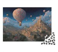 Fantasy Balloon City Adult Puzzle for Home: Balloon over Canyon at Night Educational Game Decompression & Wall Decor 70x50cm/1000pcs