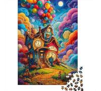 Fantasy Balloon House Jigsaw Puzzle for Adults 1000 Piece Jigsaw Puzzle Colorful Dream Clouds Relaxing Puzzle Game for Family Home Decoration Gift 52x38cm/1000pcs